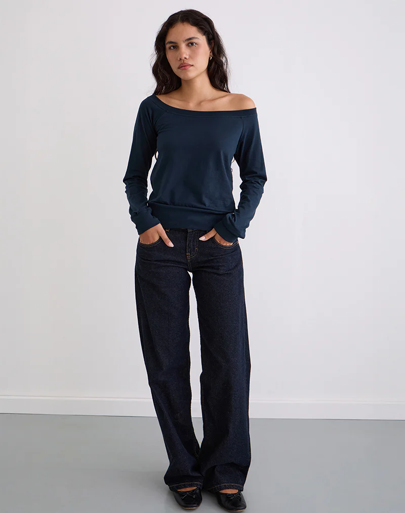 Yacin Slouchy Top in Navy - Image 2