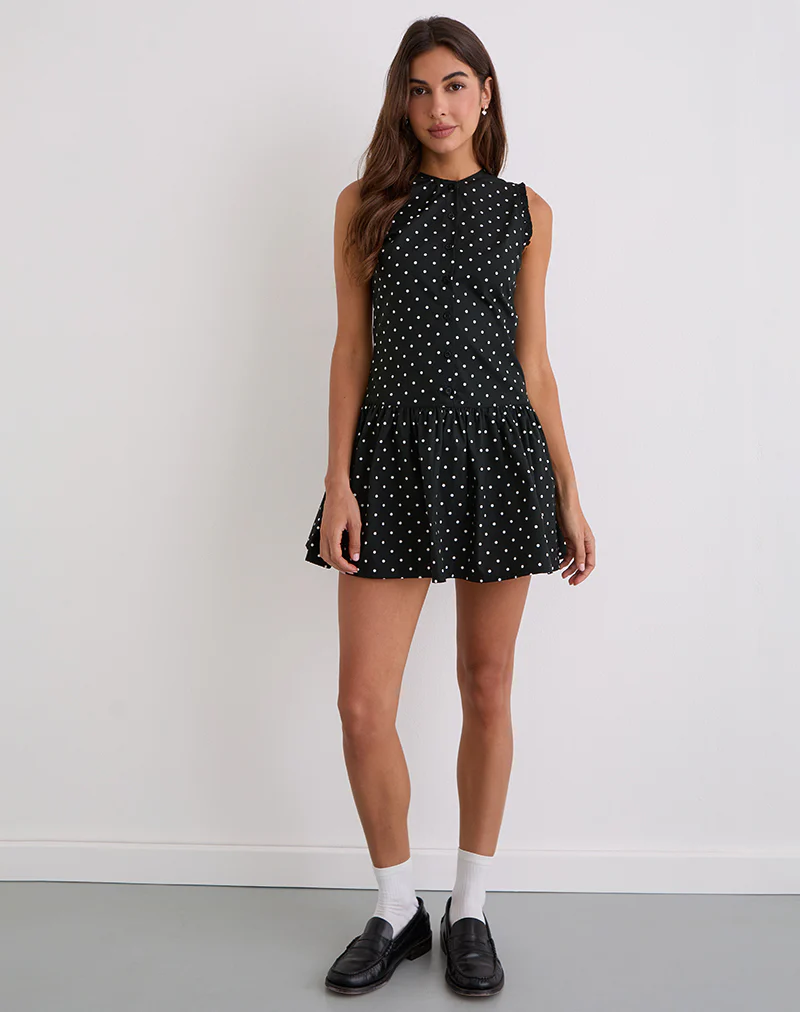 Yadara Mini Dress in Polka Black - Image 2