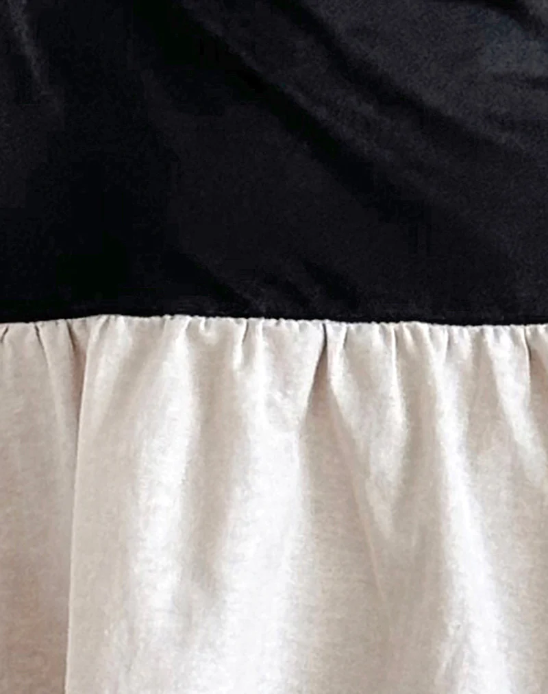 Yael Mini Dress in Lycra Linen Black and Ecru - Image 6