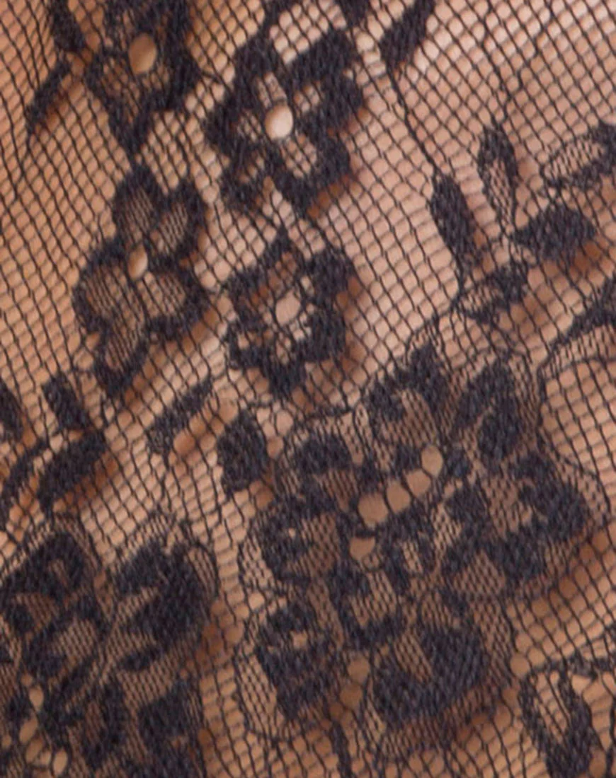 Yakira Dress in Floral Eyelash Lace Black - Image 5