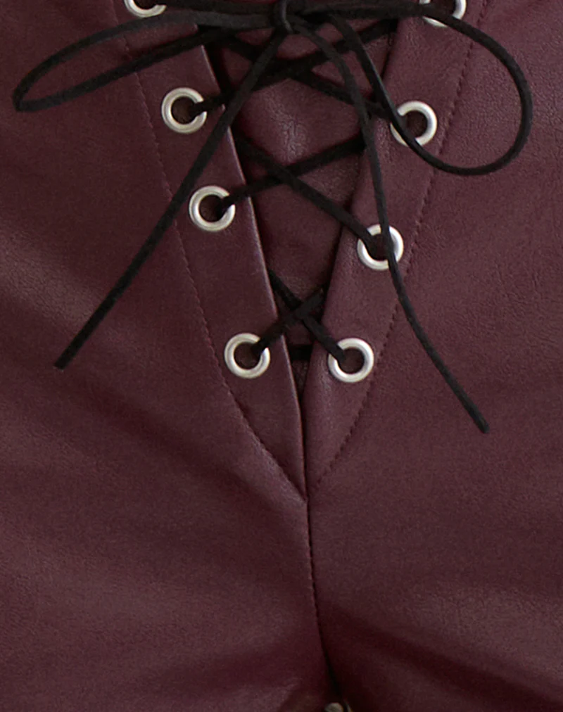 Yakko Lace Up Micro Short in PU Plum - Image 6