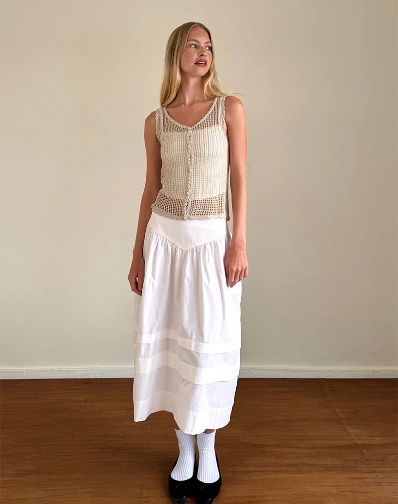 Yamile Vest in Open Weave Knit Oat - Image 4