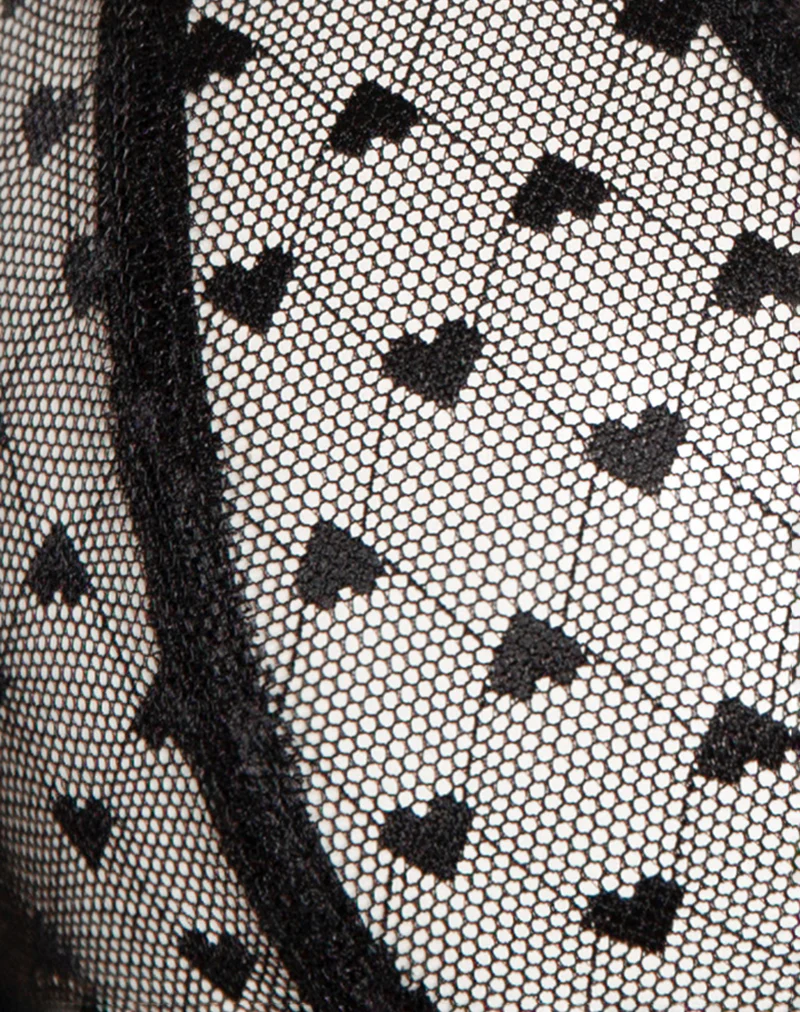 Yandri Bra in Black Lace with Heart Embroidery - Image 8