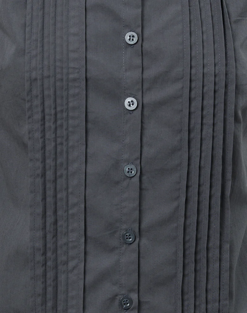 Yara Blouse in Poplin Charcoal Grey - Image 6