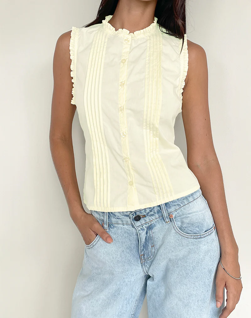 Yara Blouse in Poplin Lemon - Image 3