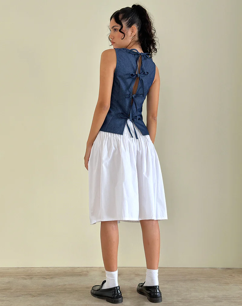 Yashia Tie Top in Denim Chambray Indigo - Image 4