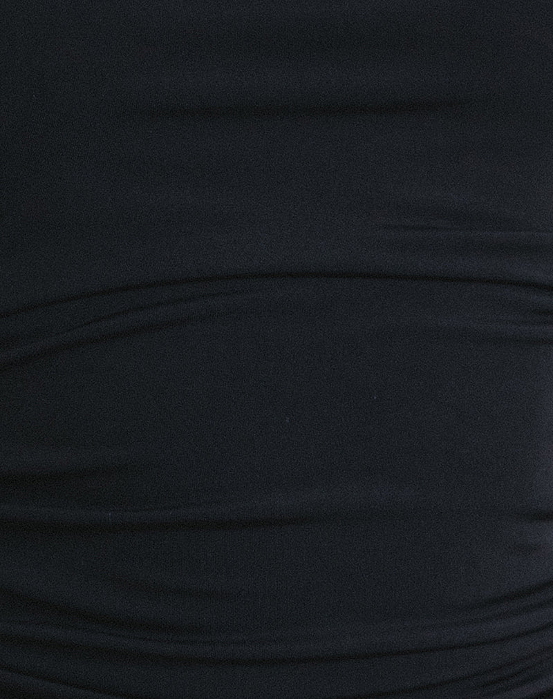 Yasmin Bandeau Mini Dress in Slinky Black - Image 5