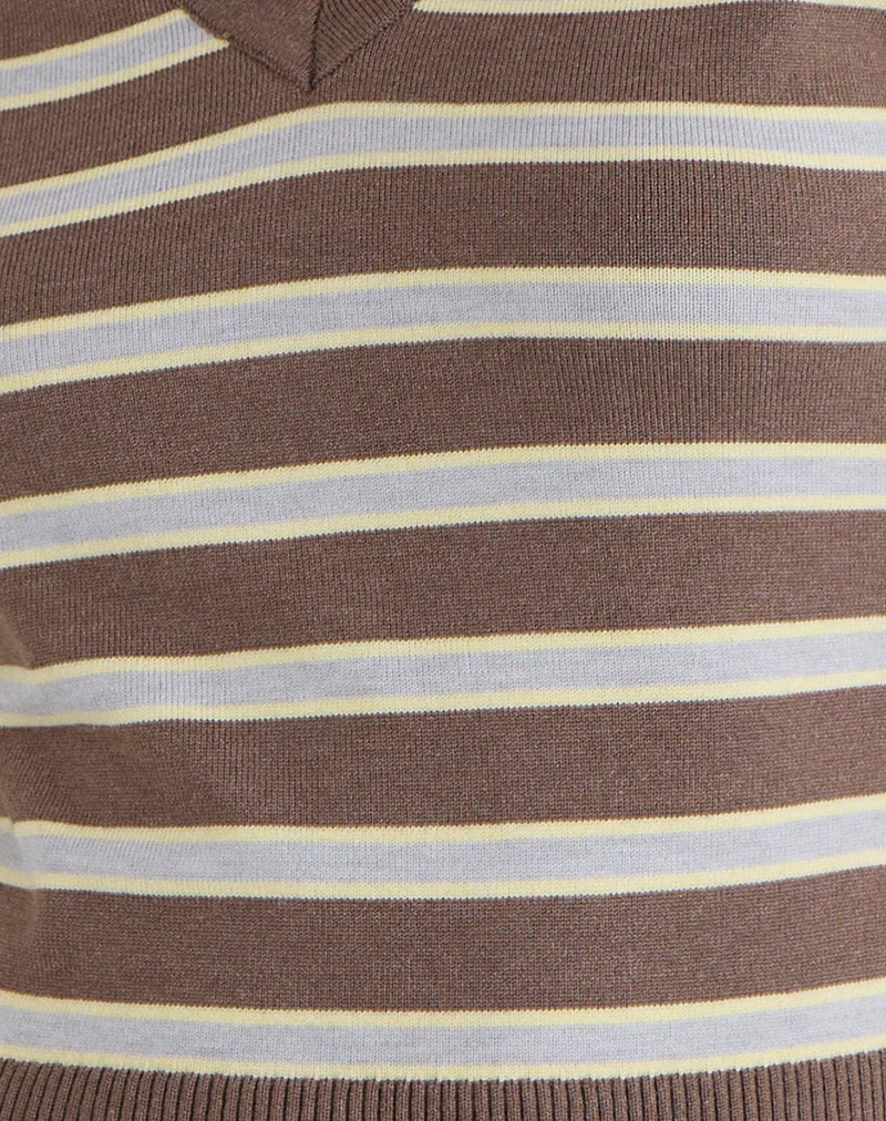 Yasra Jumper in Stripe Knit Brown and Yellow - Image 7