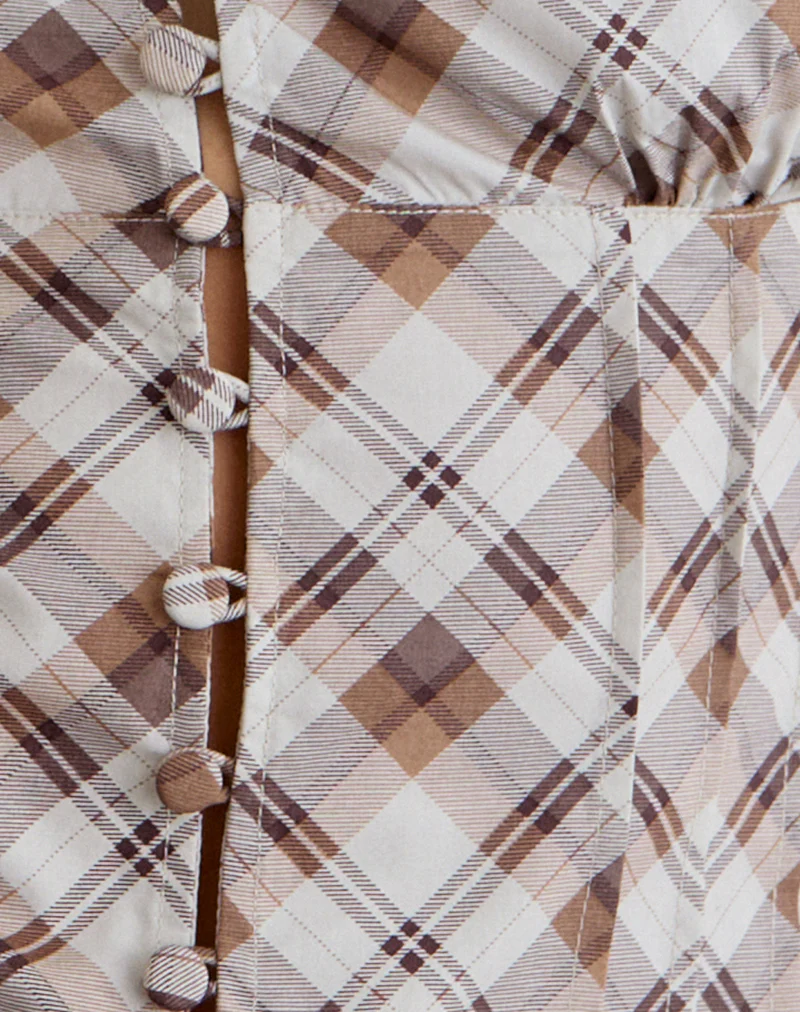 Yasuda Blouse in Angled Check Brown - Image 7