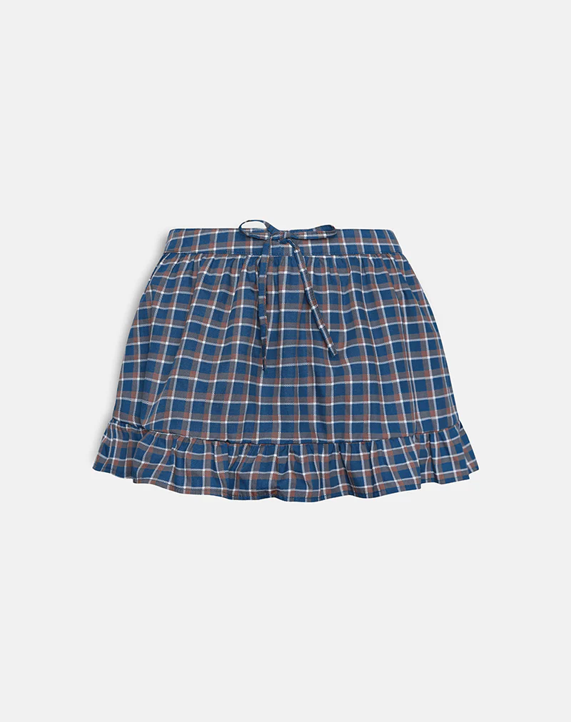 Yasumi Mini Skirt in Medium Tartan Blue - Image 4