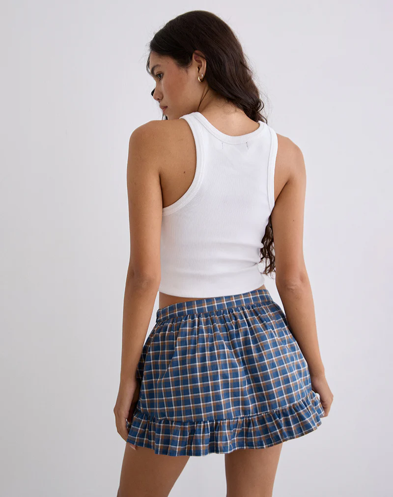 Yasumi Mini Skirt in Medium Tartan Blue - Image 6