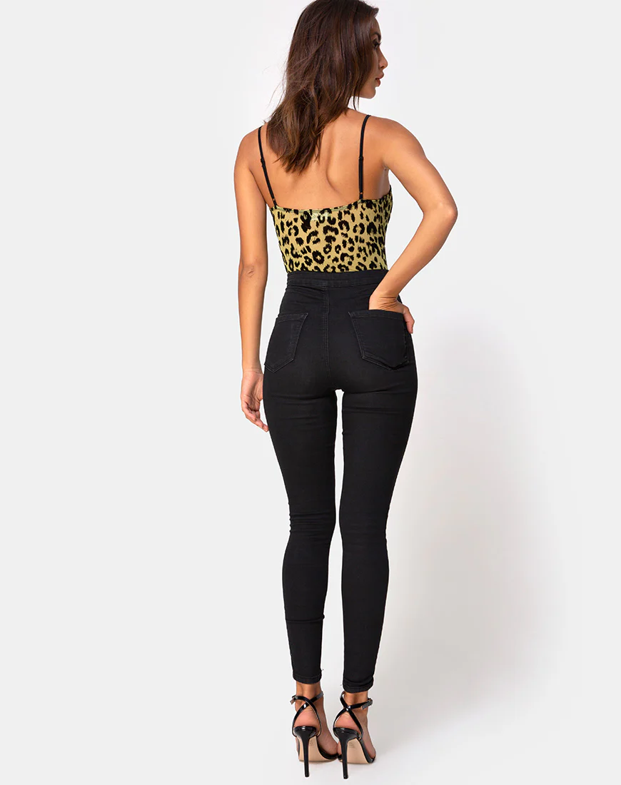 Yecal Bodice in Lime Mesh with Black Animal Flocking - Image 4