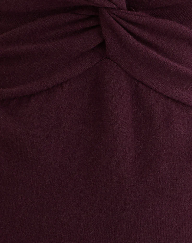 Yenari Long Sleeve Twist Top in Knit Plum - Image 5