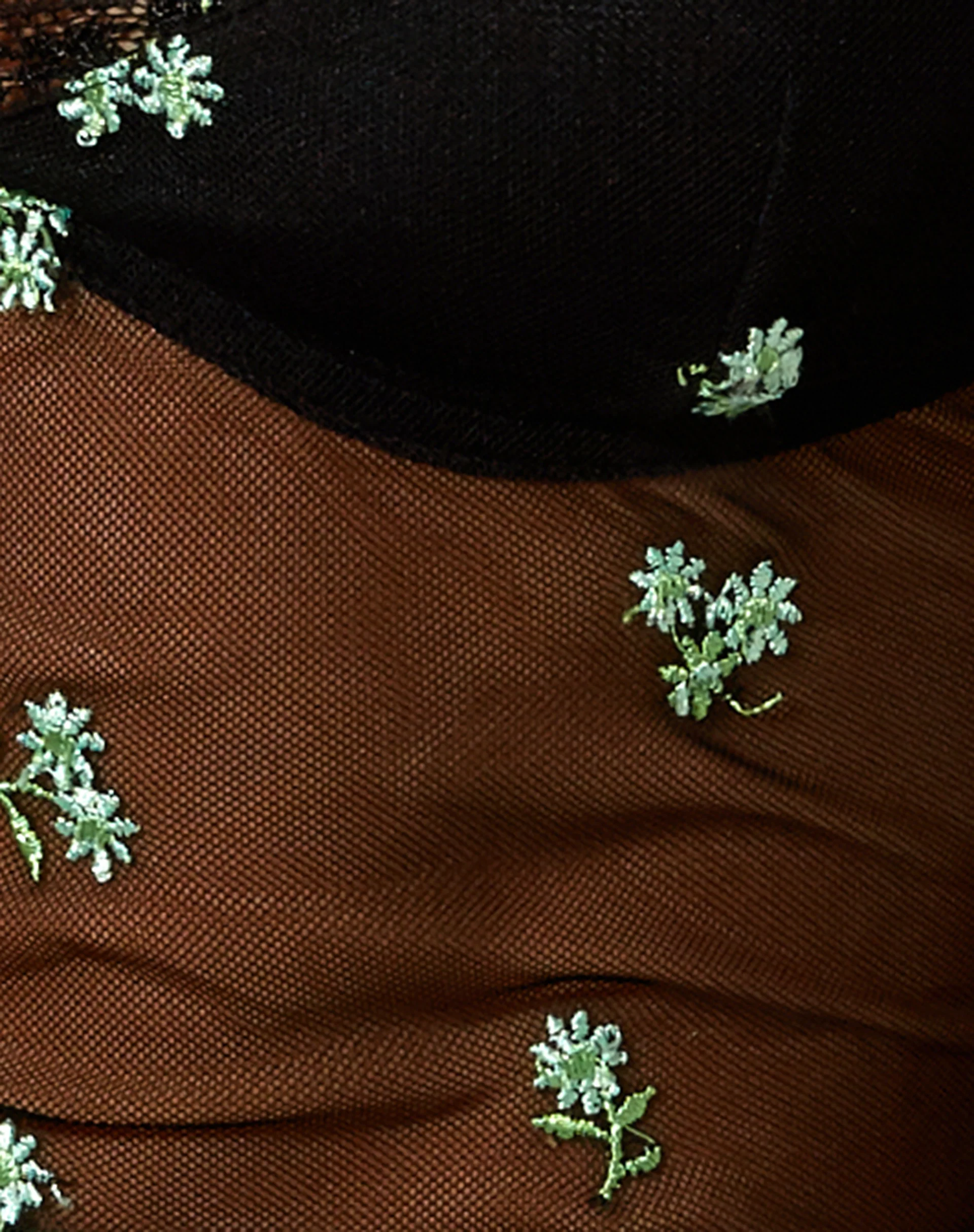 Yenika Crop Top in Black Daisy Lime Embro - Image 6