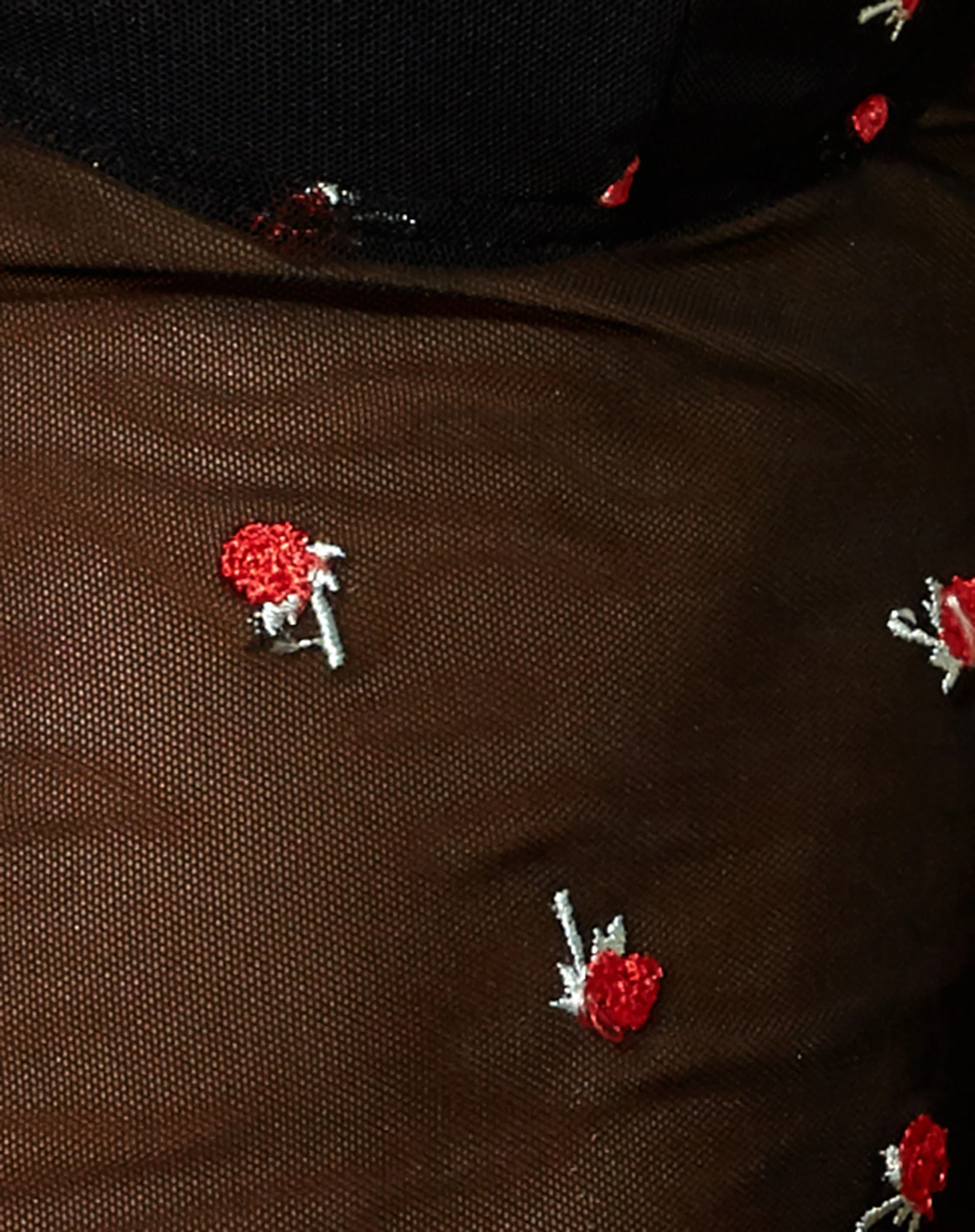 Yenika Crop Top in Black with Red Rose Embro - Image 5