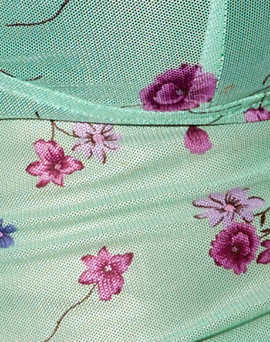 Yenika Crop Top in Bloom Lime with Lace - Image 6
