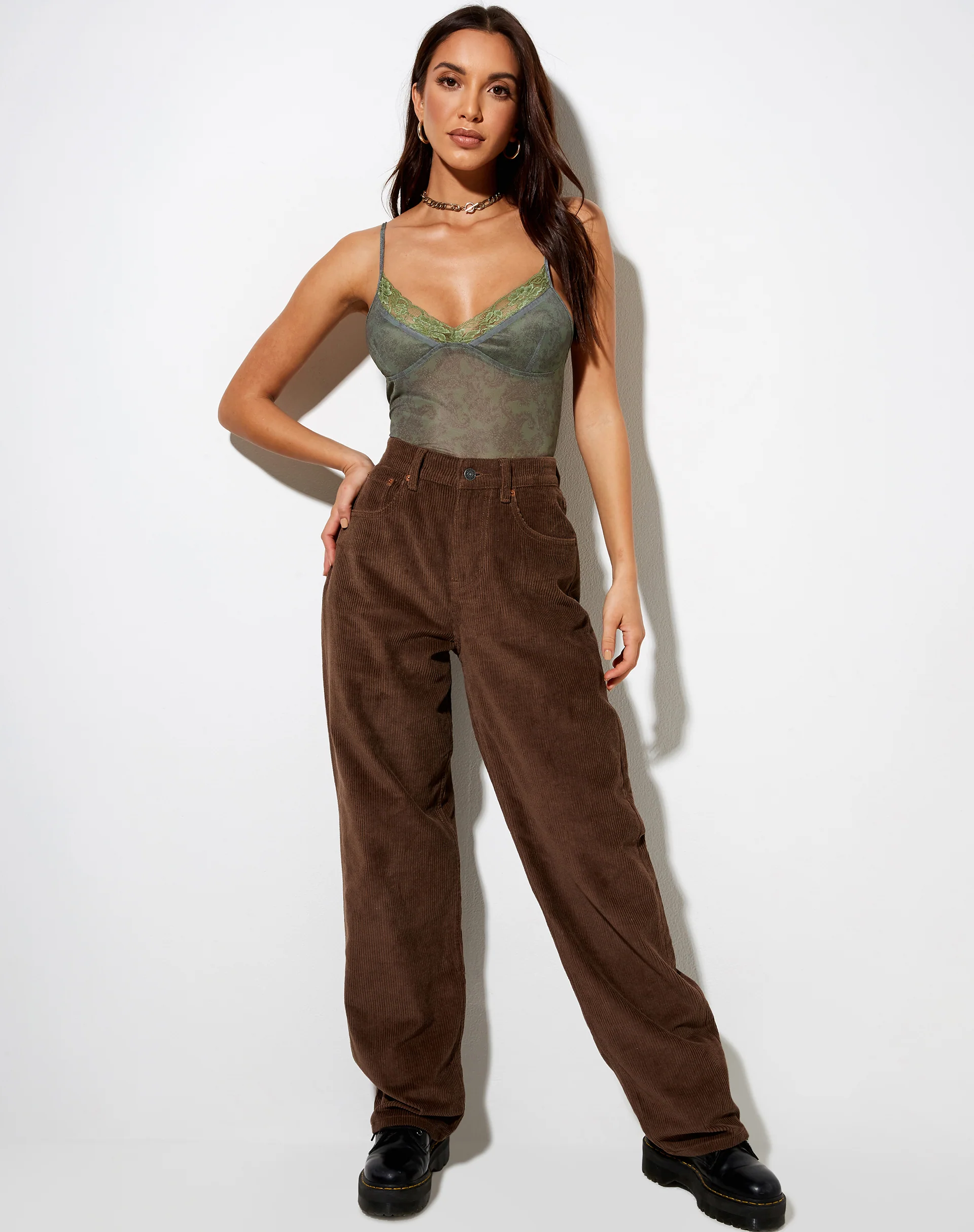 Yenika Crop Top in Mono Paisley Green - Image 3