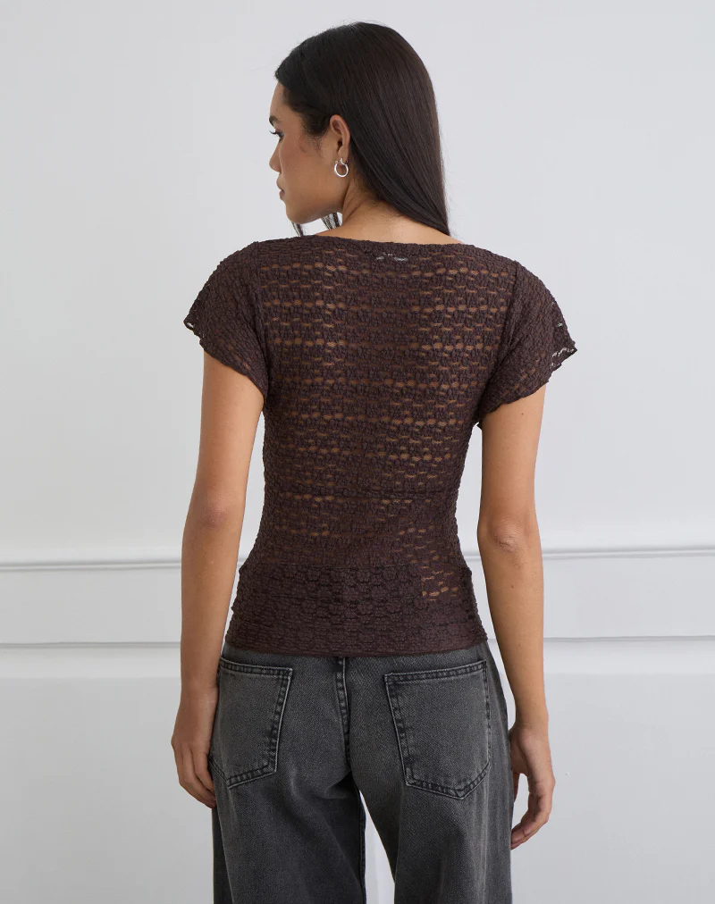 Yeslin V-Neck Button Up Top in Dark Plum - Image 3