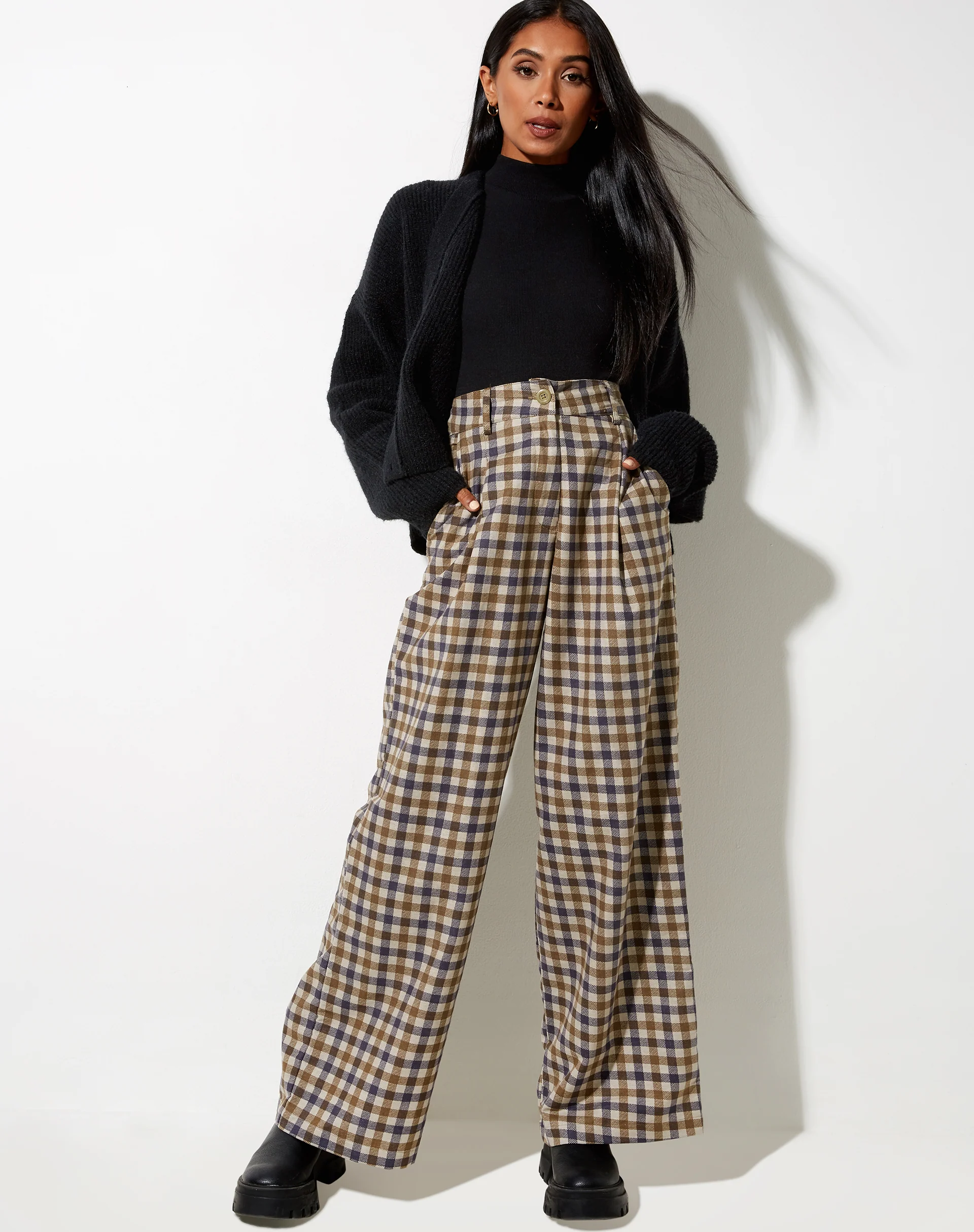 Yeva Trouser in 40's Check Tan - Image 7