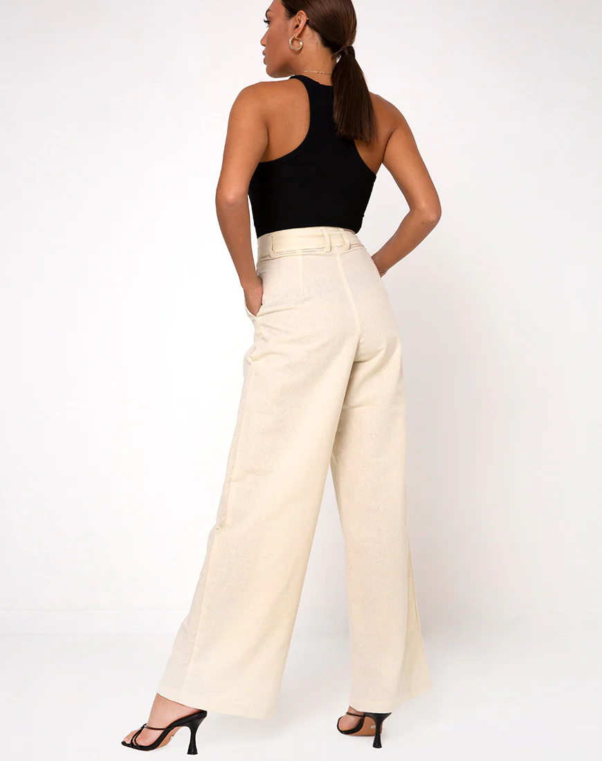 Yeva Flare Trousers in Ecru - Image 4