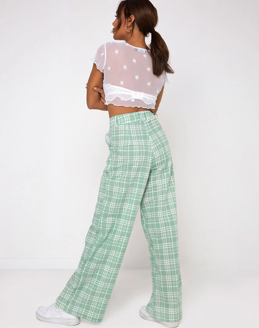Yeva Trouser in Table Cloth Neo Mint - Image 6