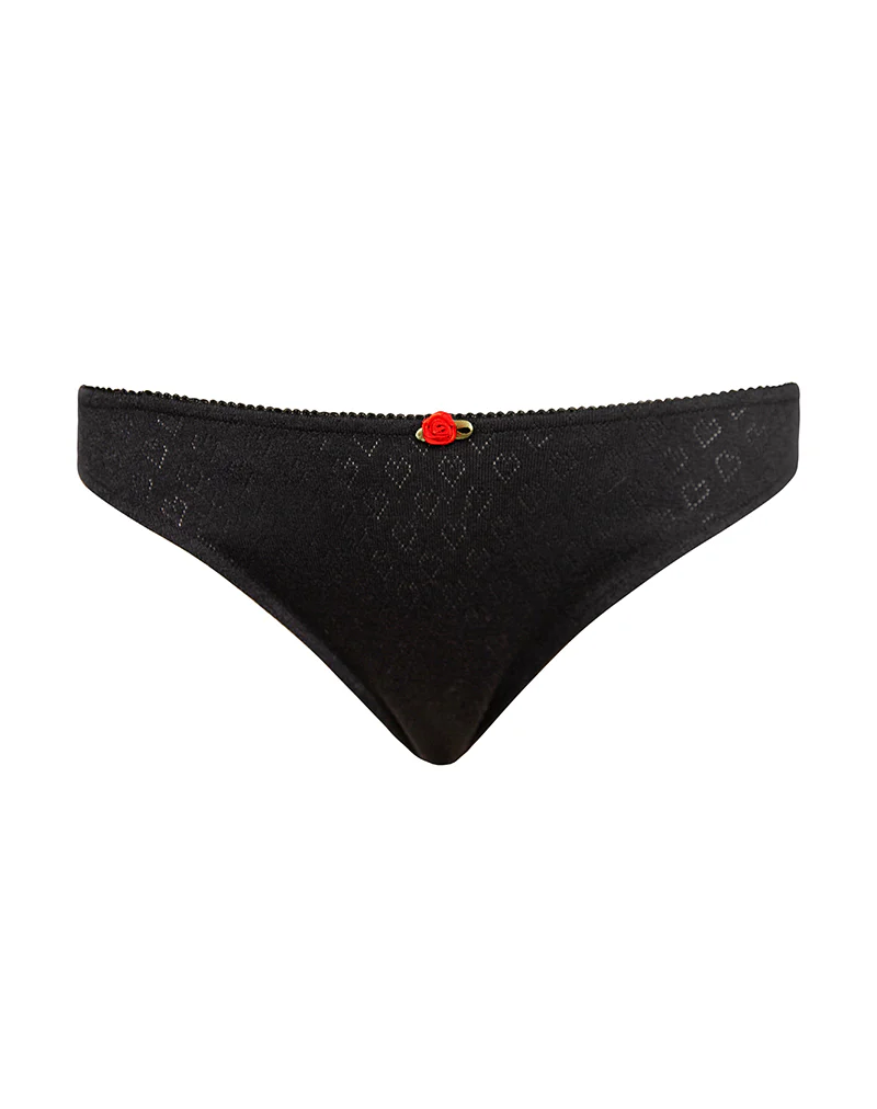 Yinis Knickers in Pointelle Black with Frill Trim - Image 5
