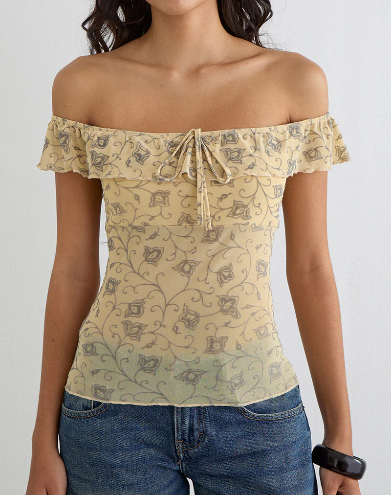 Yoda Top in Winding Ivy Pale Yellow - Image 2