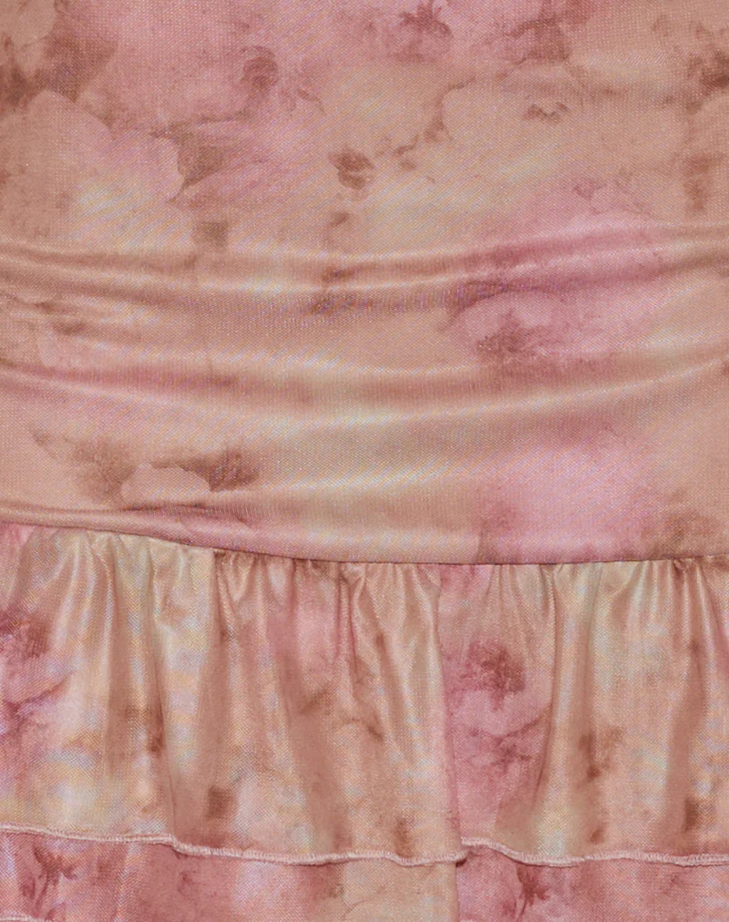 Yoriko Halterneck Mini Dress in Smoky Floral Peach - Image 6