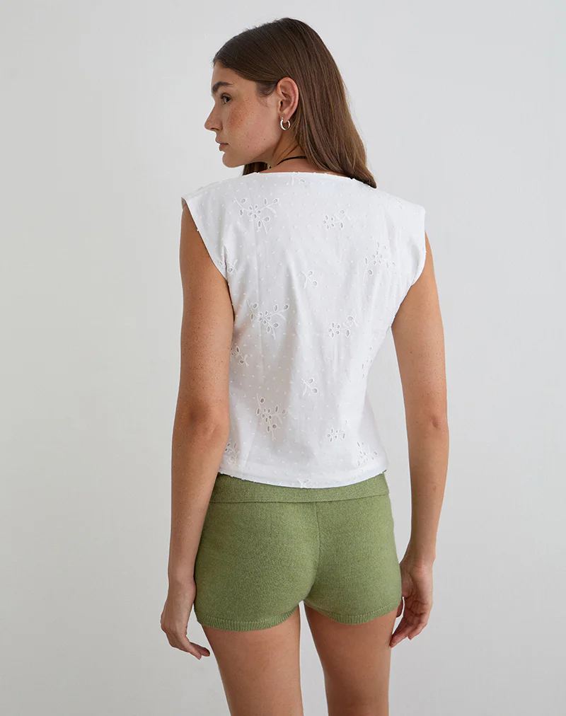 Yoshino Plunge Top in Broderie White - Image 4