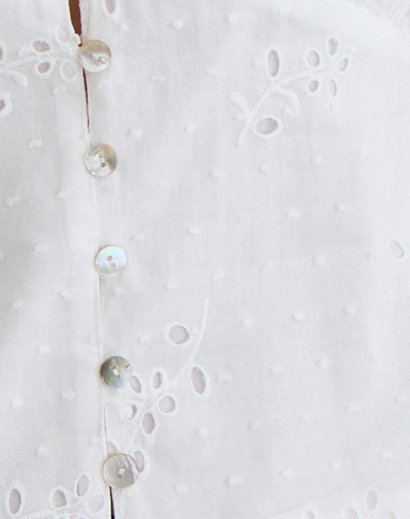 Yoshino Plunge Top in Broderie White - Image 5