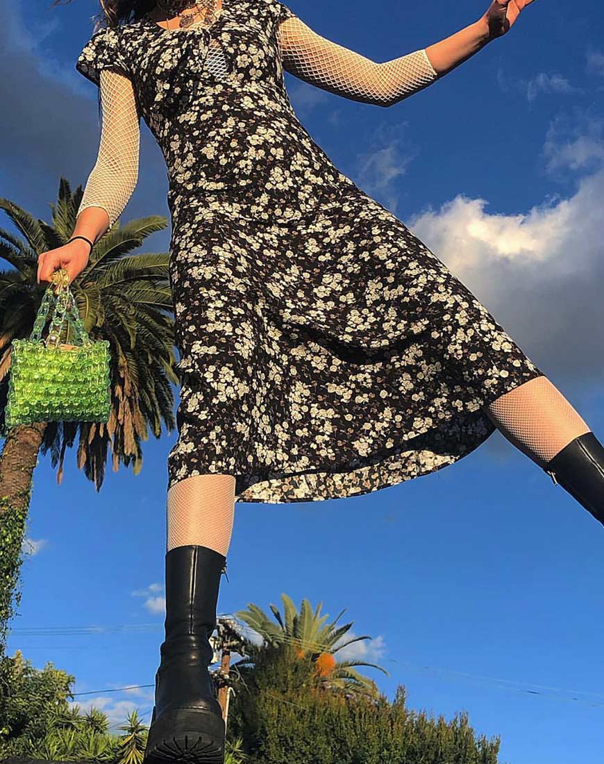 Youki Midi Dress in Dark Wild Flower - Image 4