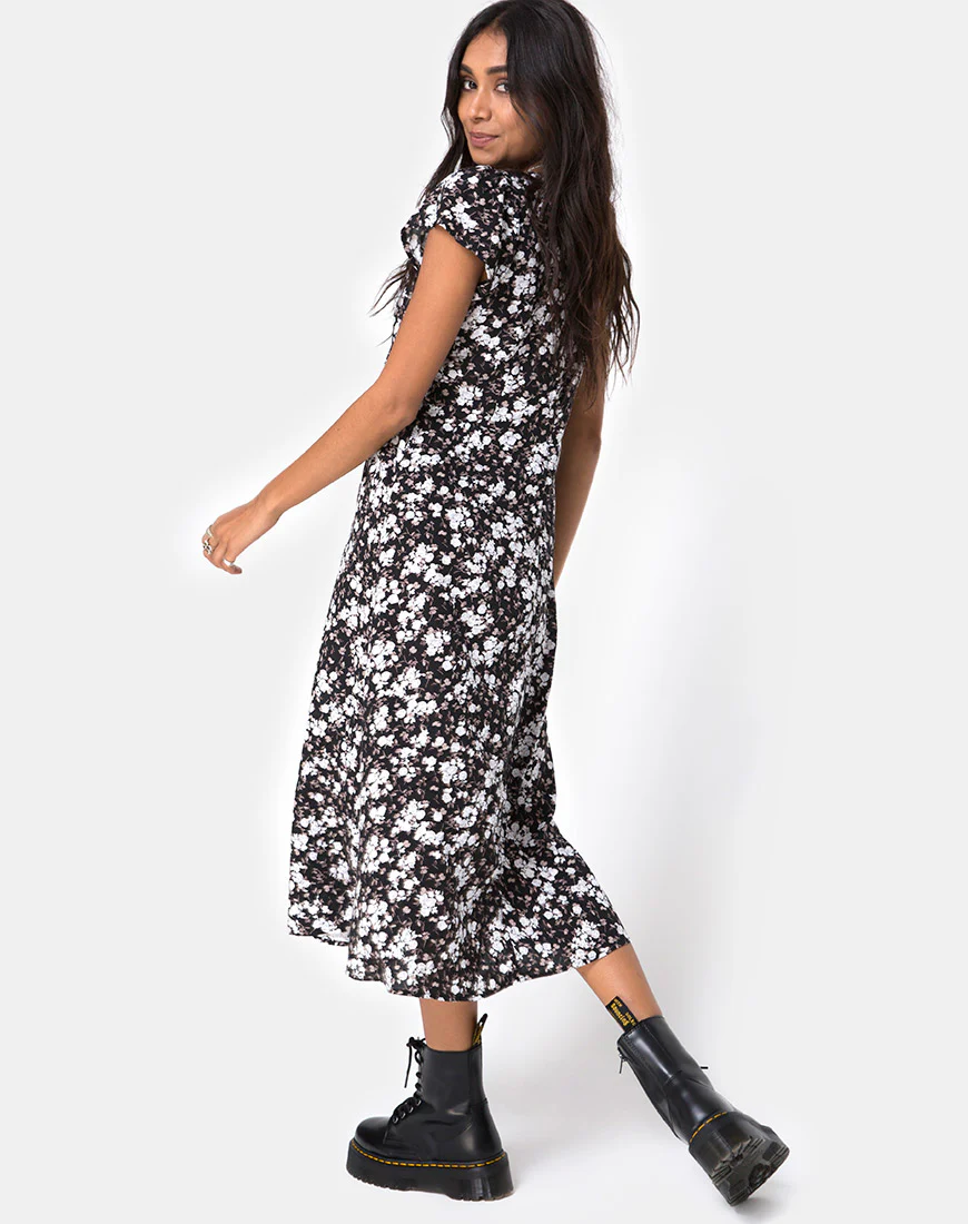 Youki Midi Dress in Dark Wild Flower - Image 7