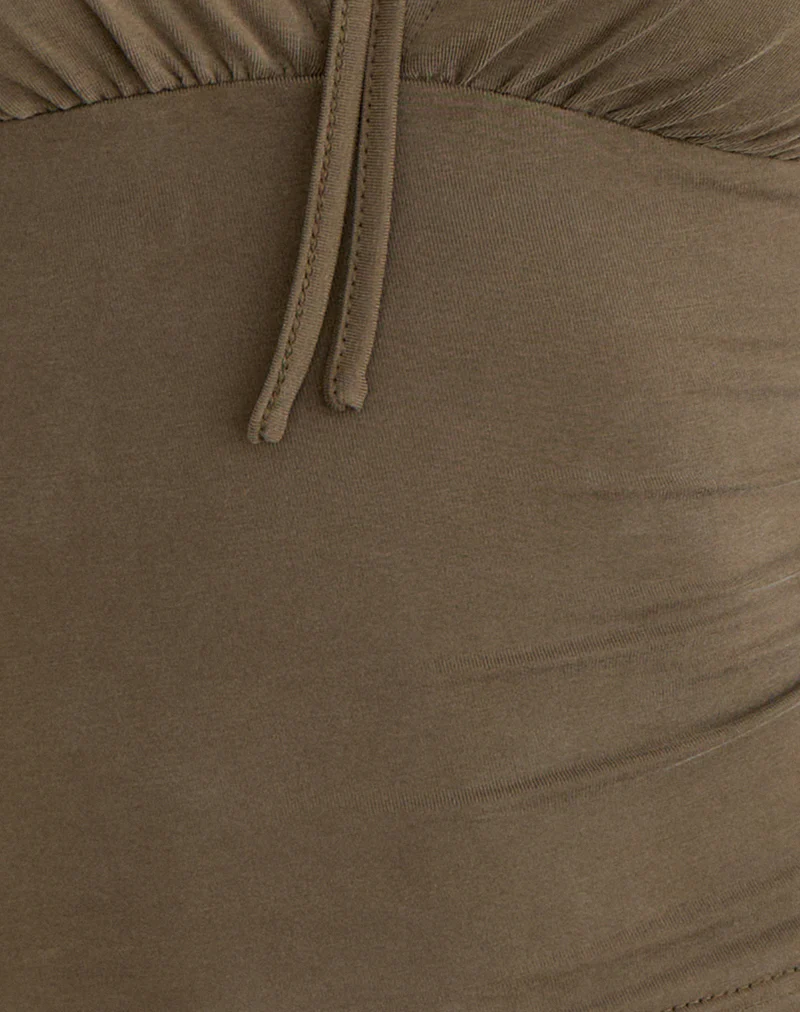 Yubin Keyhole Long Sleeve Top in Cupro Khaki - Image 6