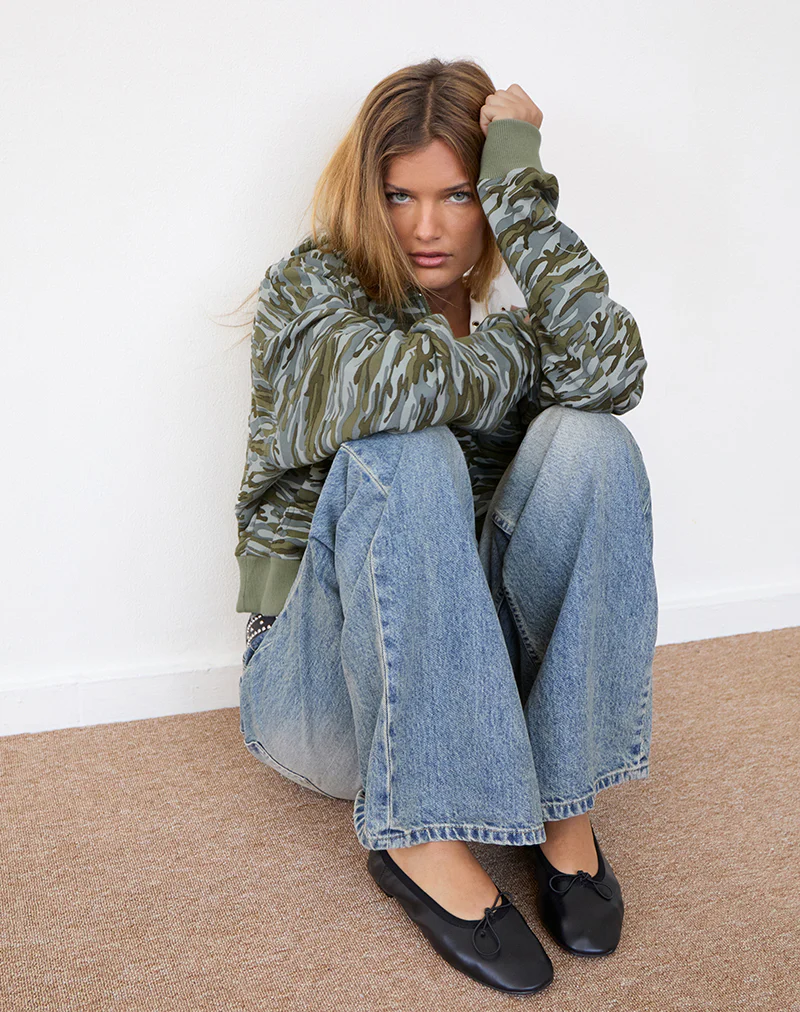 Yukadi Zip Through Hoodie in Camouflage Green - Image 5