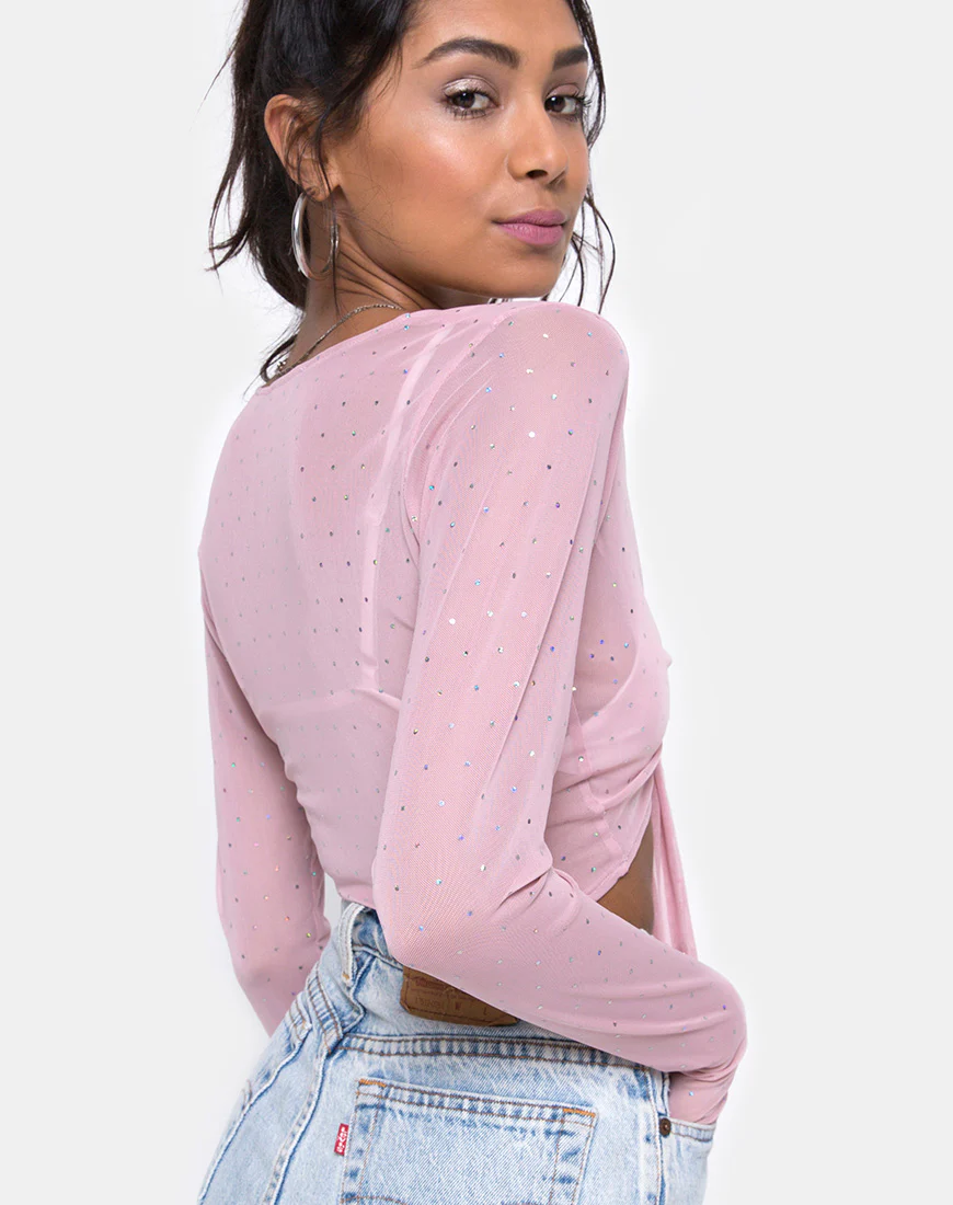 Yun Top in Crystal Net Rose - Image 3