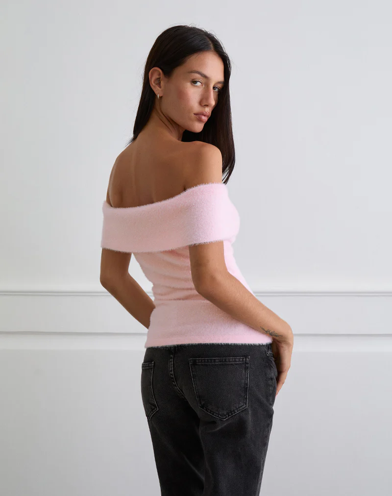 Yurian Off The Shoulder Top in Soft Pink - Image 4