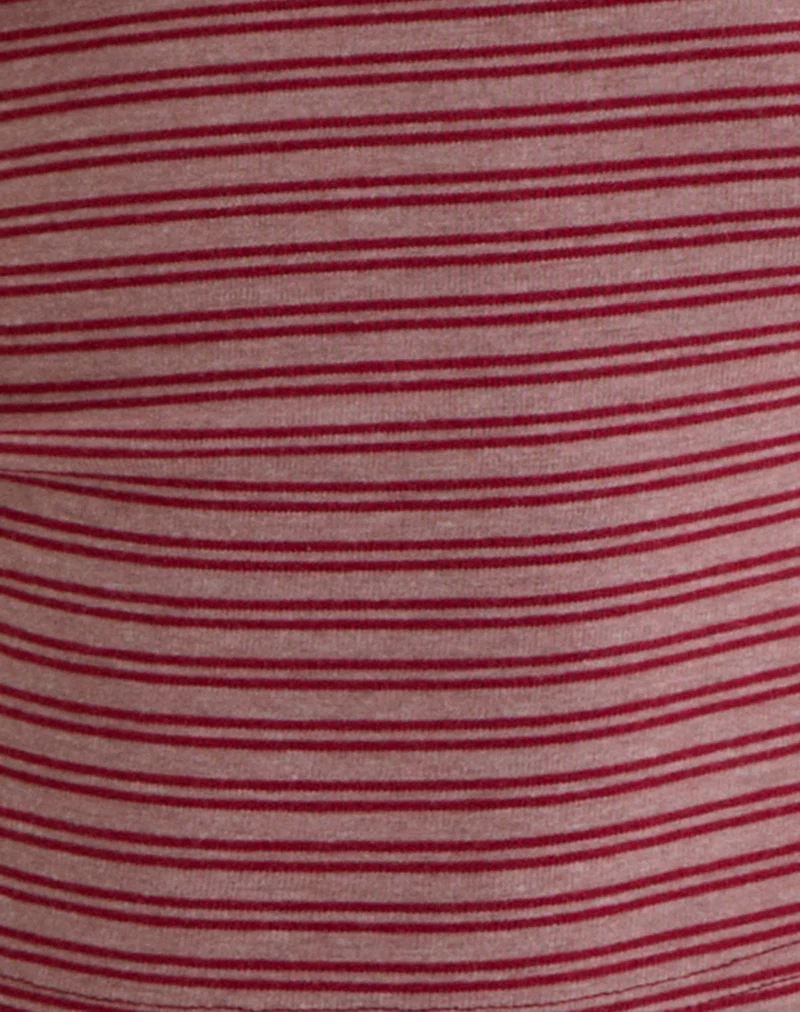 Yusi Long Sleeve Top in Burgundy Stripe - Image 7