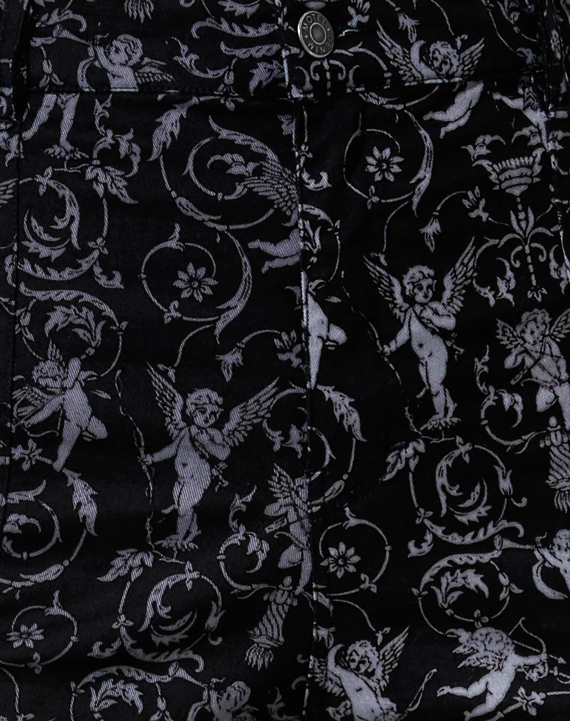 Zabby Flare Trouser in Baroque Cherub Black and Grey - Image 5