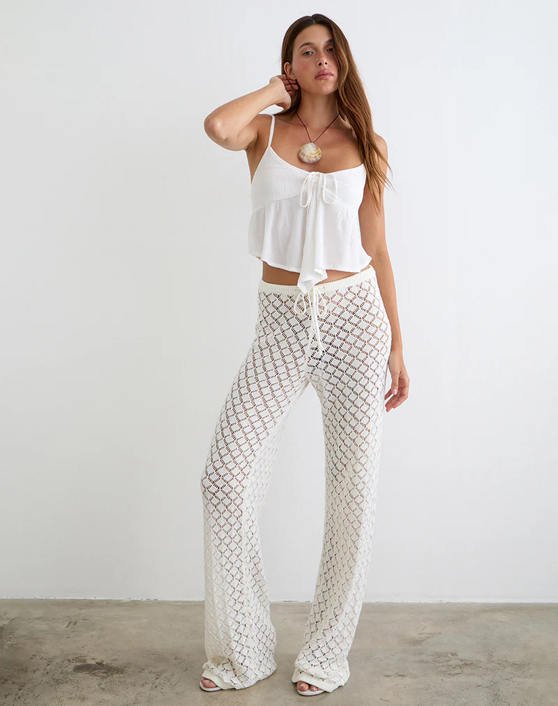 Zahli Trouser in Knit White - Image 4