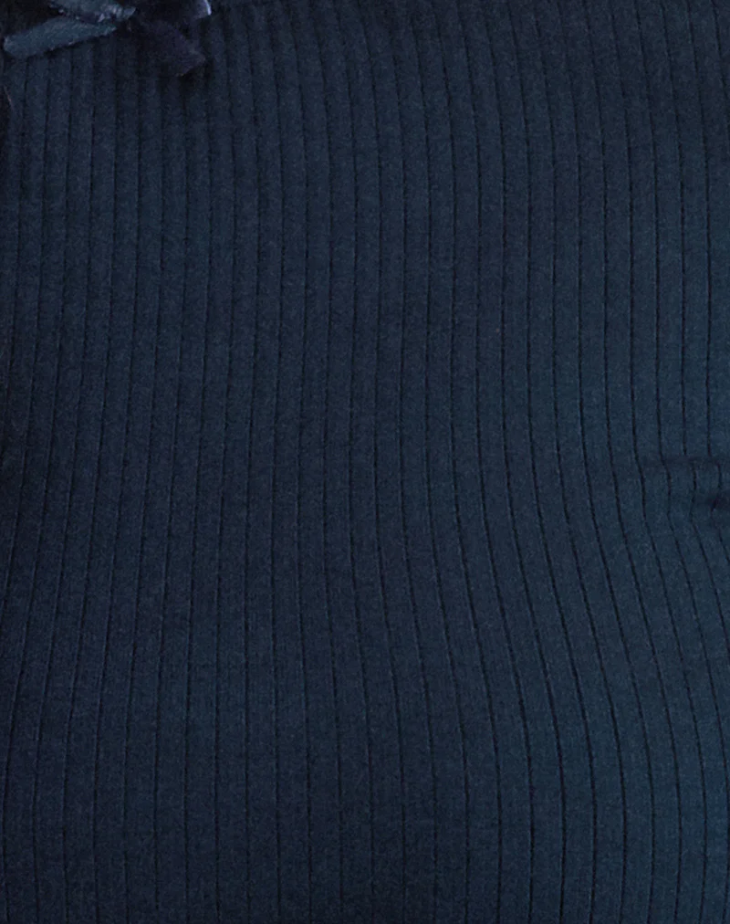 Zana Ribbed Top in Navy - Image 6
