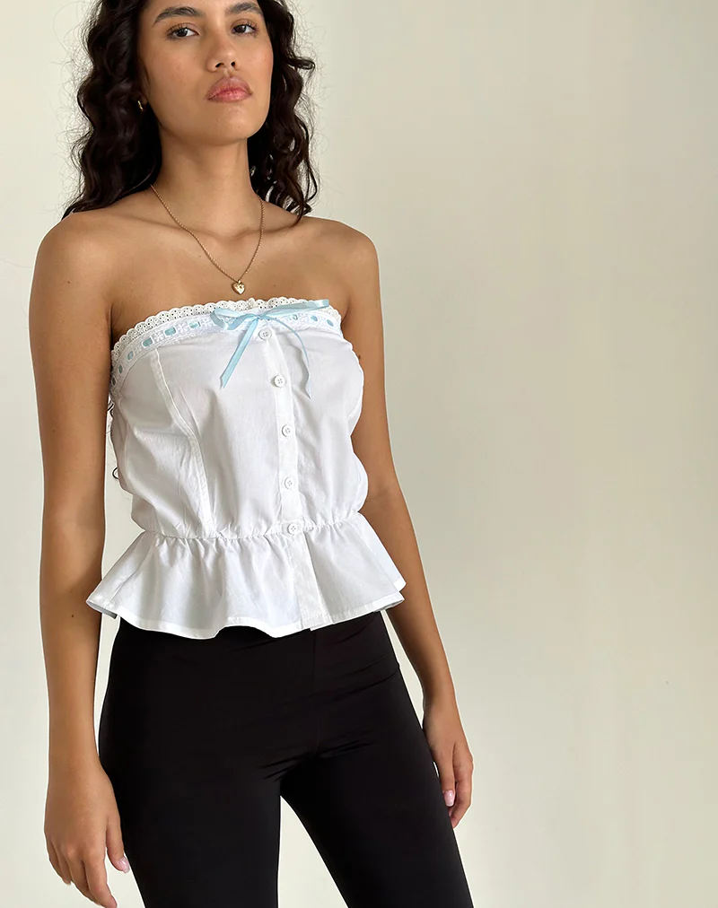 Zar Ribbon Tube Top in White - Image 2