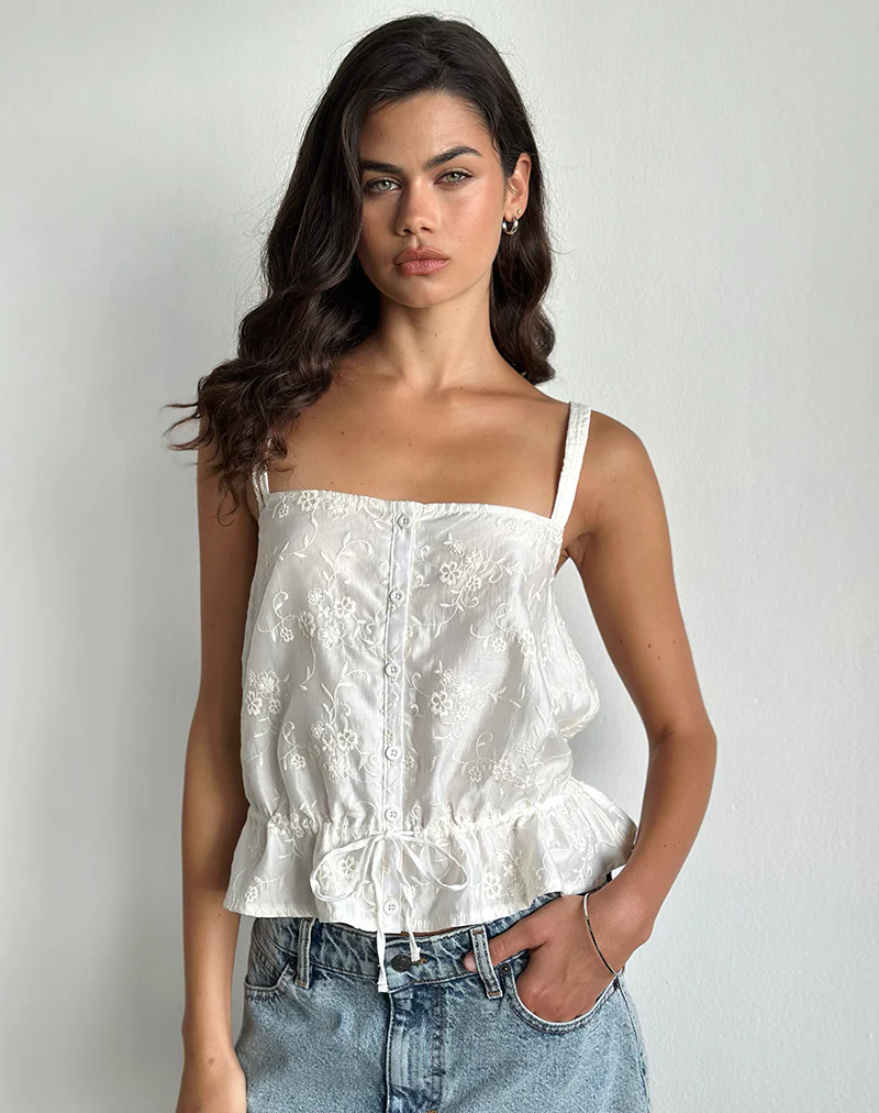 Zaraku Top in Fresia Broderie Ivory - Image 5