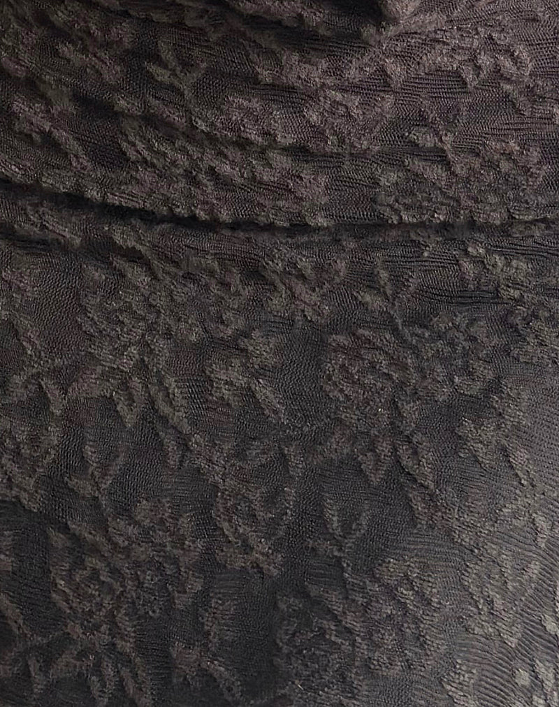 Zari Cowl Neck Mini Dress in Jacquard Knit Brown - Image 6