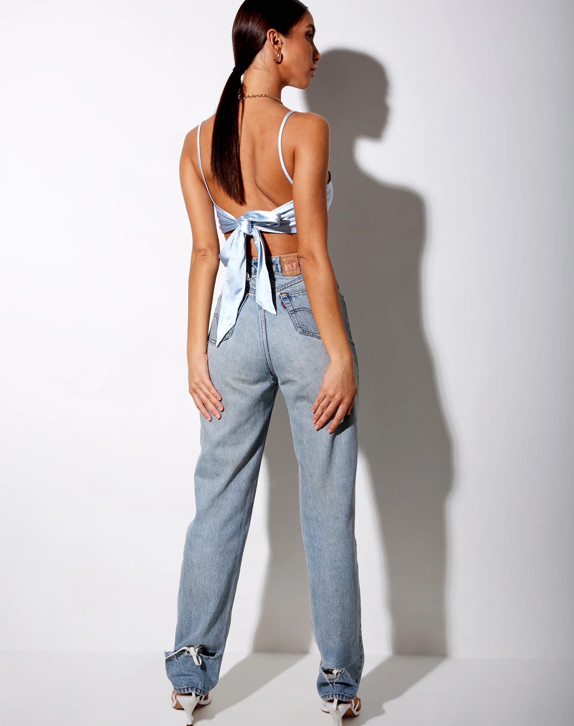 Zashe Cami Top in Satin Baby Blue - Image 4
