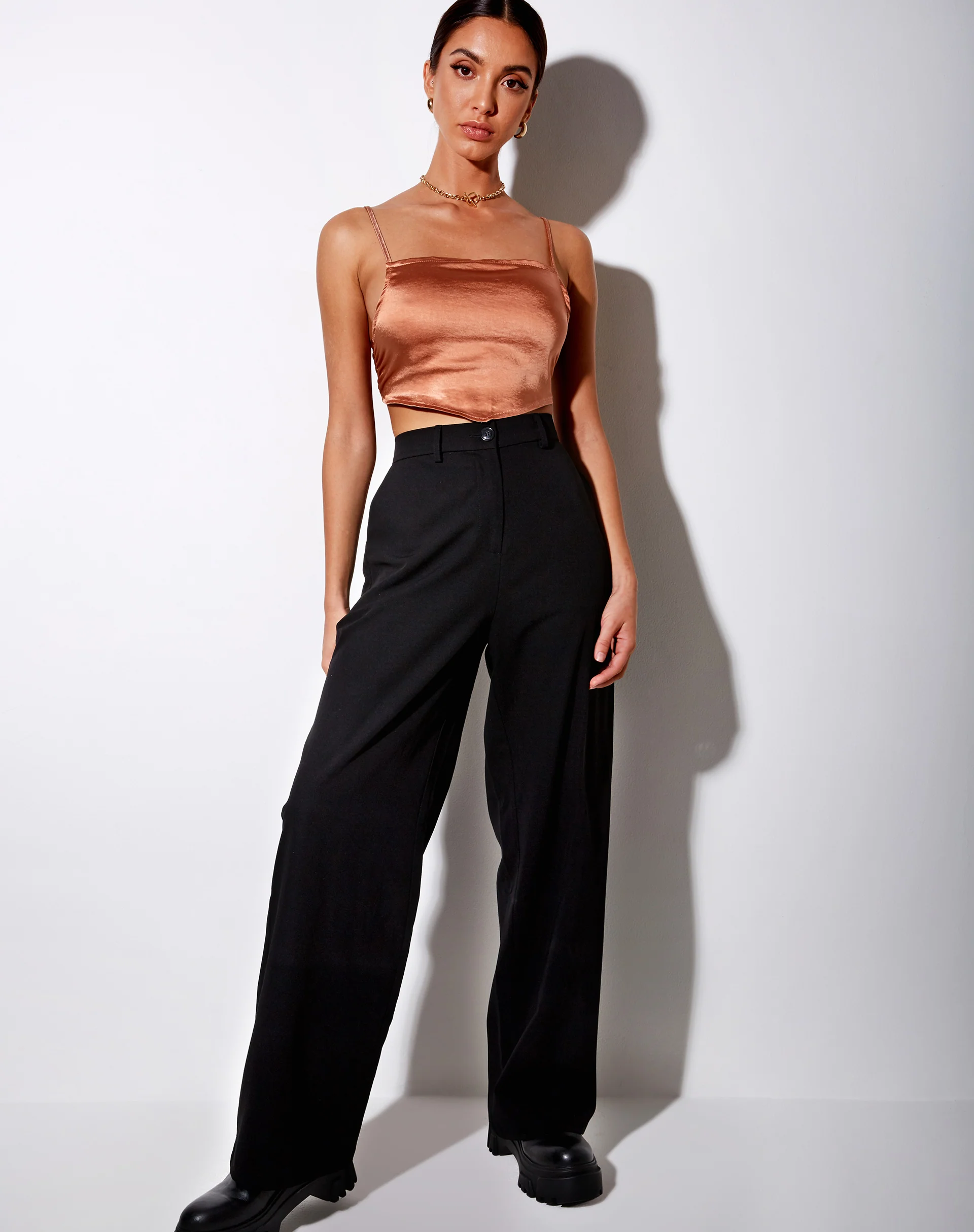 Zashe Cami Top in Satin Rose Gold - Image 3