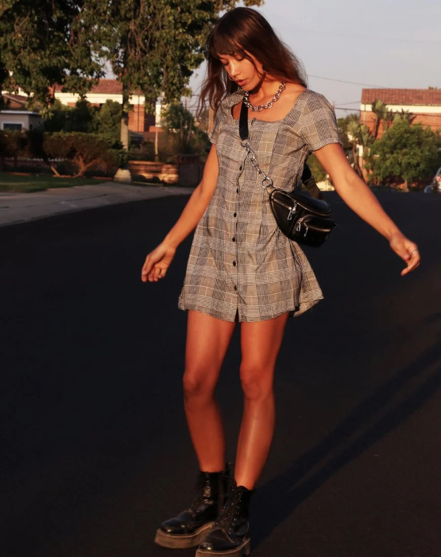 Zavacca Mini Dress in Charles Check Grey - Image 2