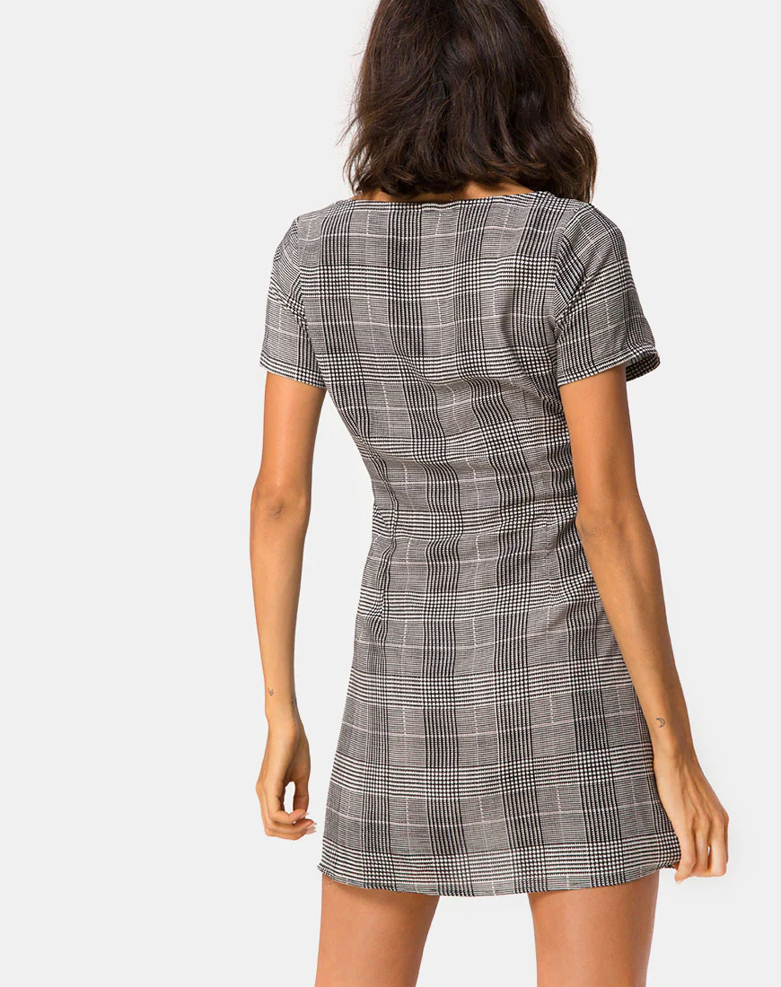 Zavacca Mini Dress in Charles Check Grey - Image 3