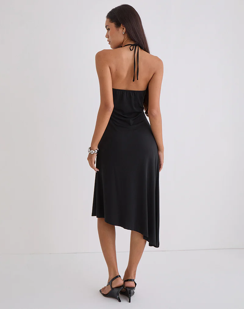 Zavine Midi Dress in Cupro Diamante Flower Black - Image 4