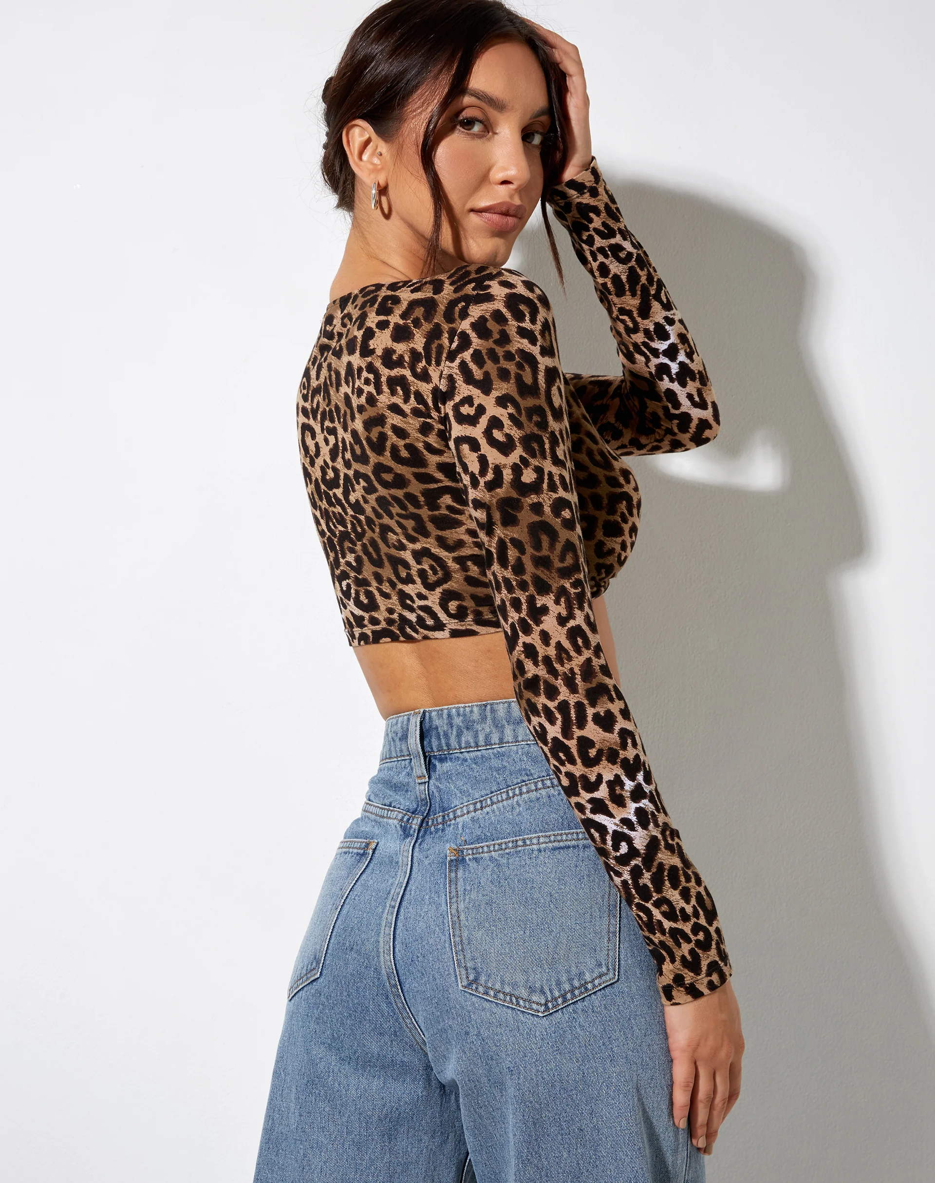 Zen Crop Top in Night Leopard Brown - Image 3