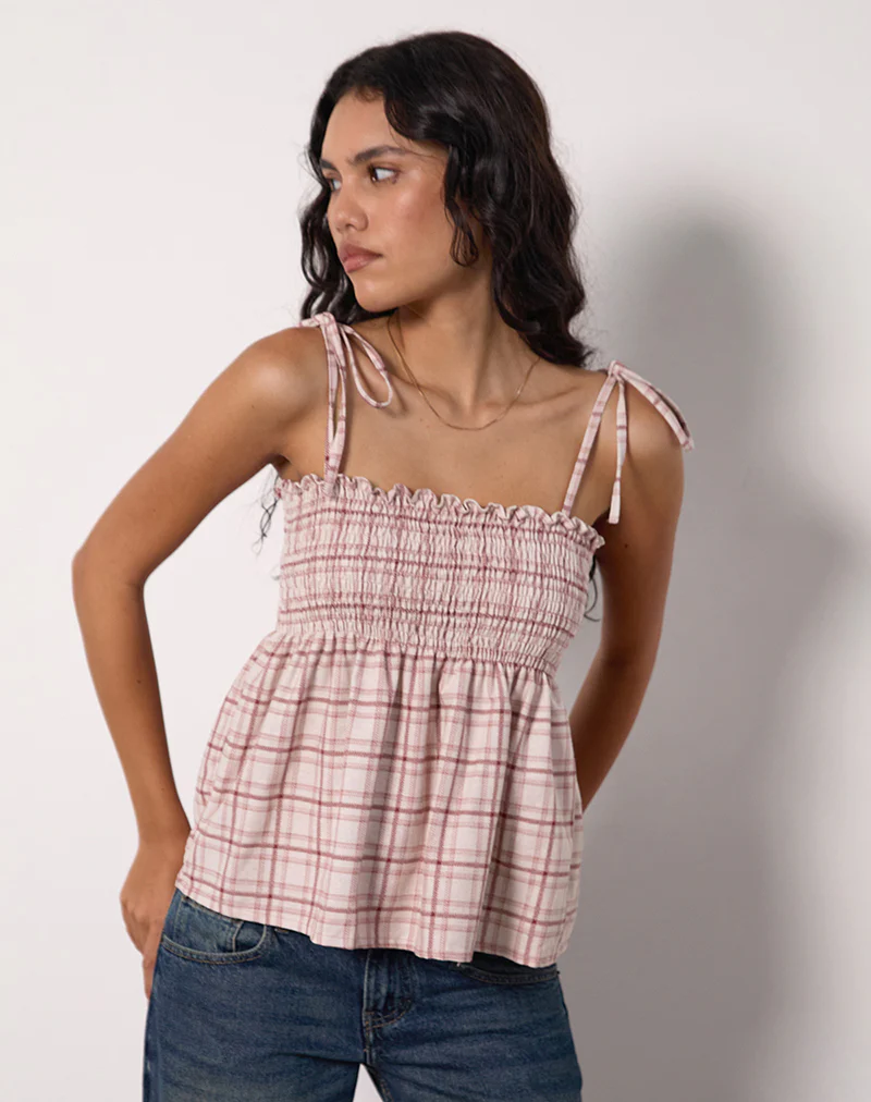 Zerah Top in Basic Tartan Pink - Image 2